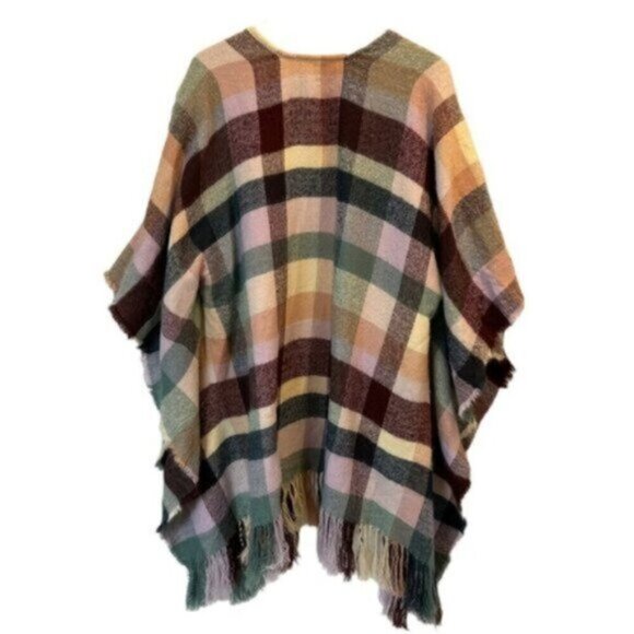 Jessica Simpson | Women's Plaid Fringe Poncho One Size - Picture 2 of 13